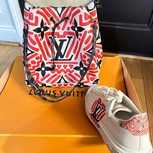 Louis Vuitton Red and Cream Shoulder Bag